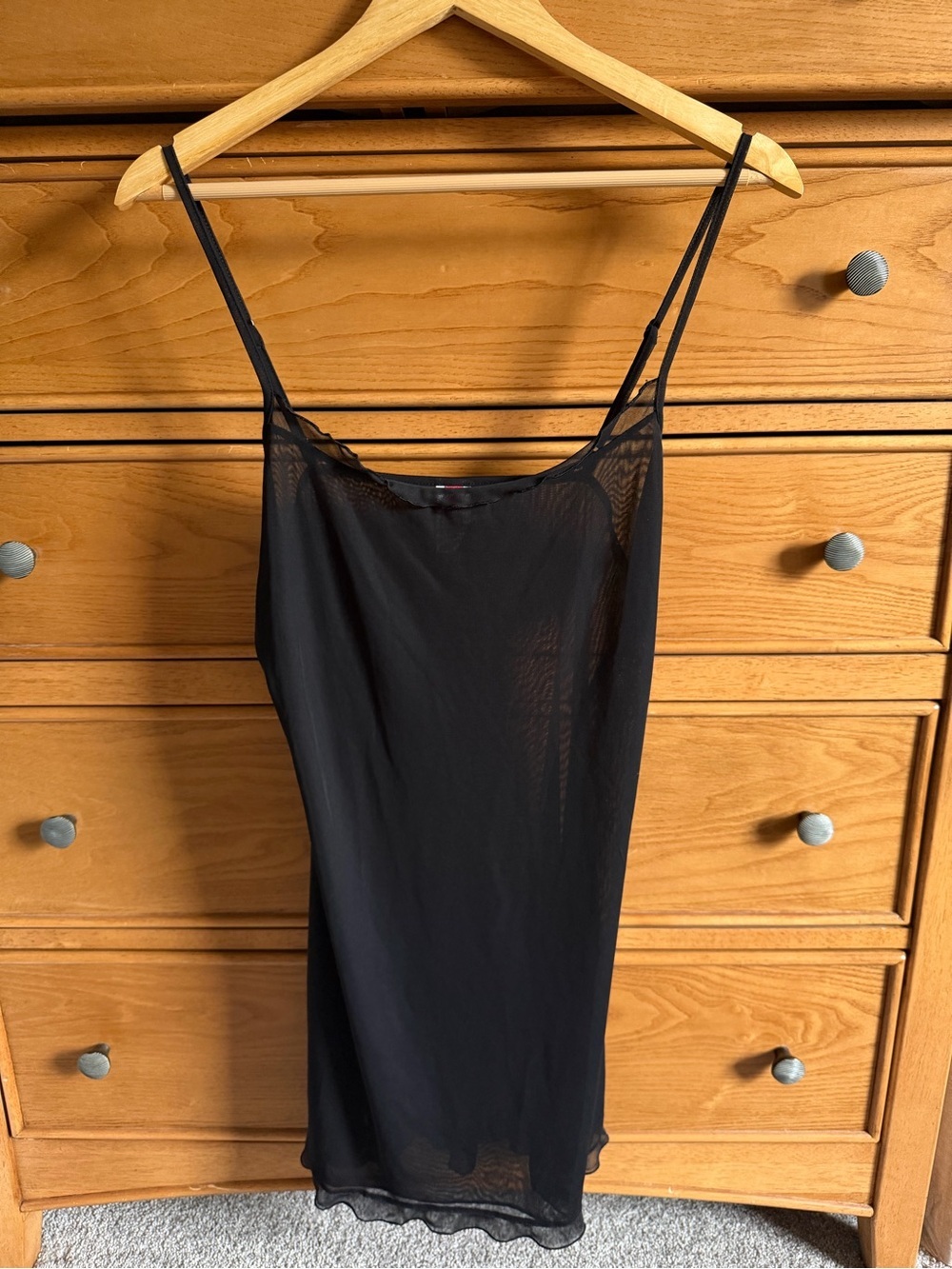 Josie Natori Gown Slip Womens Size Small Black Sheer Adjustable Straps Gothic